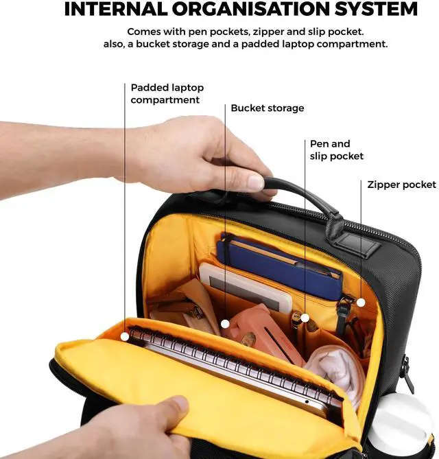 Alt view image 4 of 5 - MOKOBARA Unisex-Adult The Backpack Pro Black Vegan Leather Water Resistant Laptop 15.6Laptop Compartment Work Backpack 21L 2022 - Model One Size Medium Deep Black