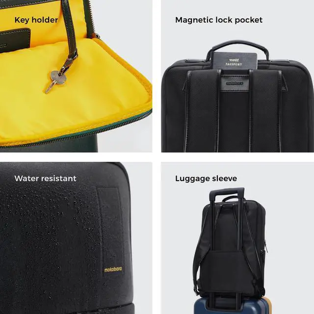 Alt view image 5 of 5 - MOKOBARA Unisex-Adult The Backpack Pro Black Vegan Leather Water Resistant Laptop 15.6Laptop Compartment Work Backpack 21L 2022 - Model One Size Medium Deep Black