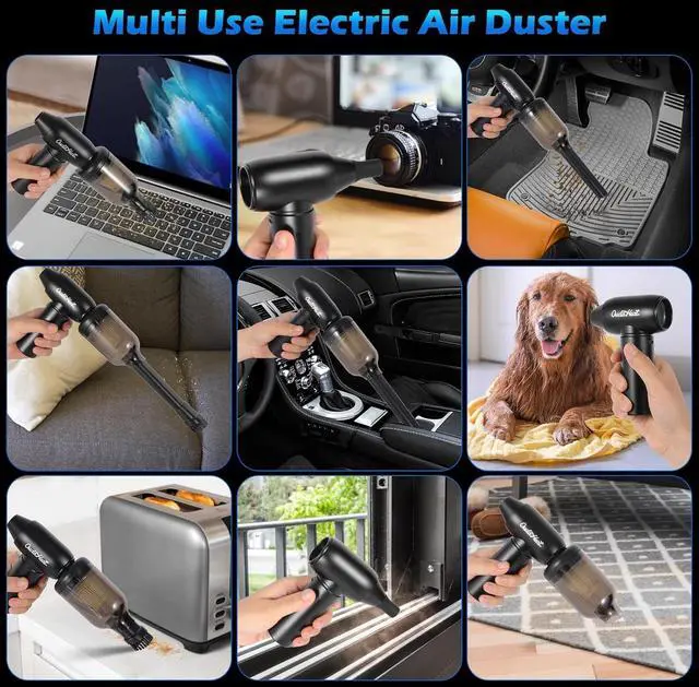 Alt view image 3 of 5 - Air Duster and Vacuum 2 in 1, Computer Vacuum Cleaner for PC, Handheld Suction and Air Blower, 4-Gear Adjustable, Rechargeable Portable Cordless Electronics for PC Keyboard, Car, House, Camping