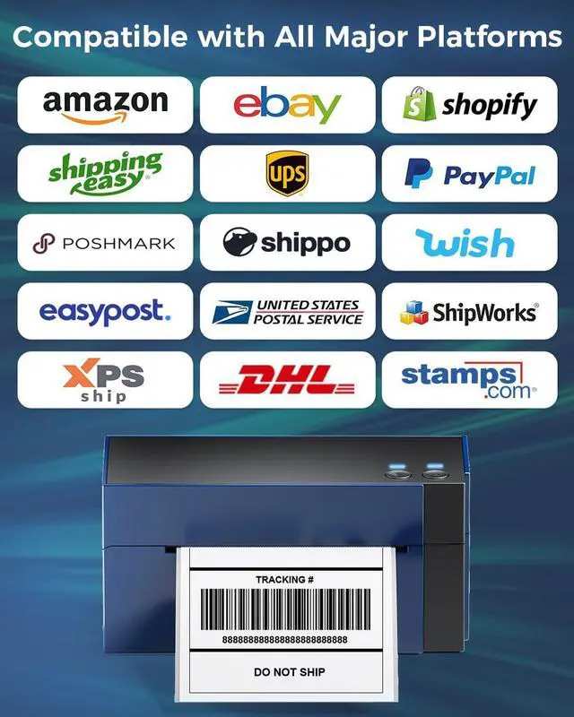 Alt view image 5 of 5 - WiFi Thermal Label Printer 4x6, 300DPI WiFi Thermal Printers Wireless Desktop Printer for Shipping Package, Shipping Label Printer for Small Business, Compatible with Shopify,USPS,iPhone,Android,Mac
