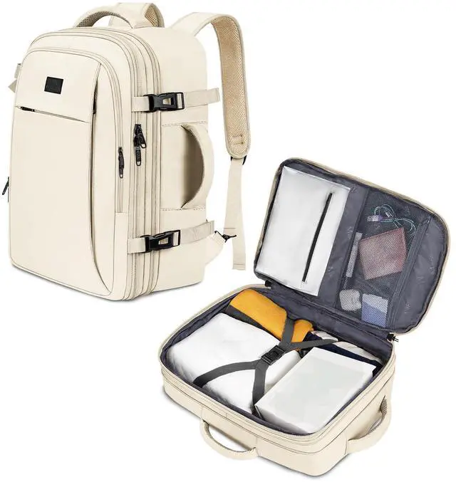 Main image of MATEIN Carry on Backpack for Women, 50L TSA Travel Backpack with Wet Bag Expandable Airline Approved Suitcase Daypack, Large Weekender Bag Water Resistant Daypack for Business Weekender, Beige