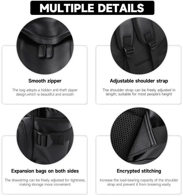 Alt view image 5 of 5 - MATE ELAN Laptop Leather Travel Backpack For Men Water-Repellent Carry On Back Pack For Travel Business Work computer Backpacks Fit 15.6" Laptop