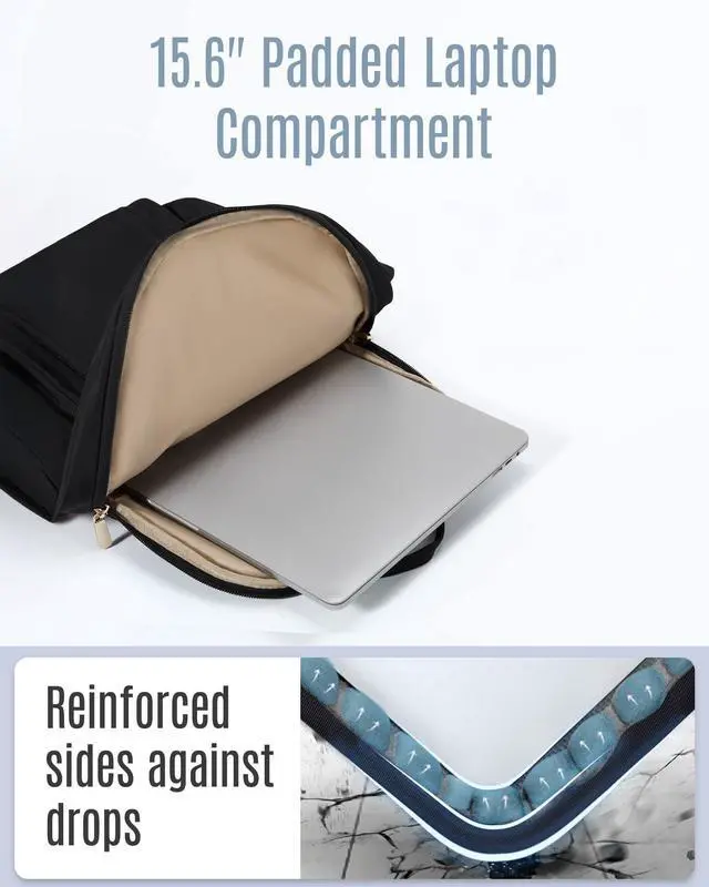 Alt view image 3 of 5 - LIGHT FLIGHT Laptop Backpack for Women, 15.6 Inch Work Bag Business Backpack with laptop compartment, Water Resistant Travel Bags Casual Daypacks for College, Large Capacity Backpacks for Travel-Black