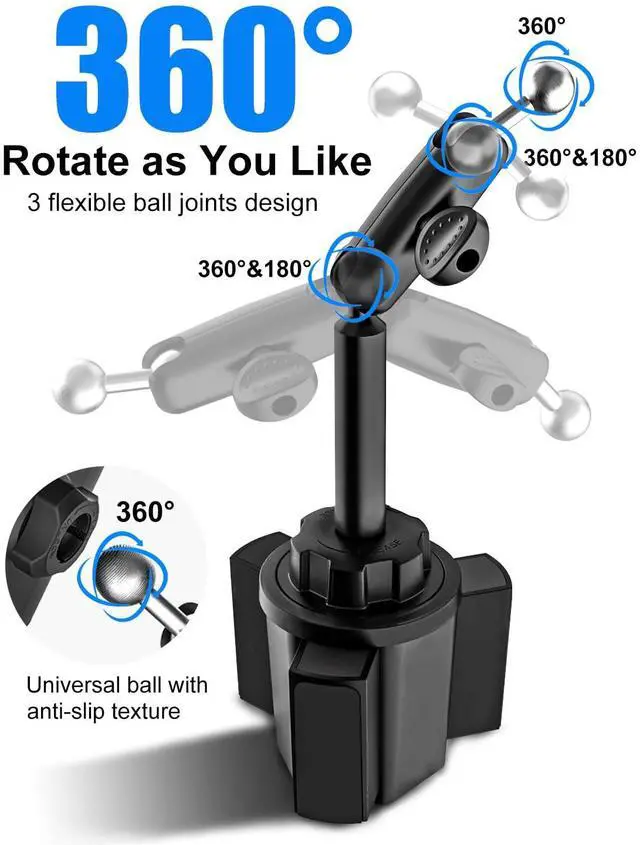 Alt view image 5 of 5 - Kolasels Cup Holder Tablet Mount for Car [Anti-Shake Metal Arm] Heavy Duty iPad Cup Holder Mount for Truck, Tesla, Vehicle, for iPad Pro 12.9 Air Mini Galaxy Z Fold iPhone, 4-13'' Cell Phone Tablets