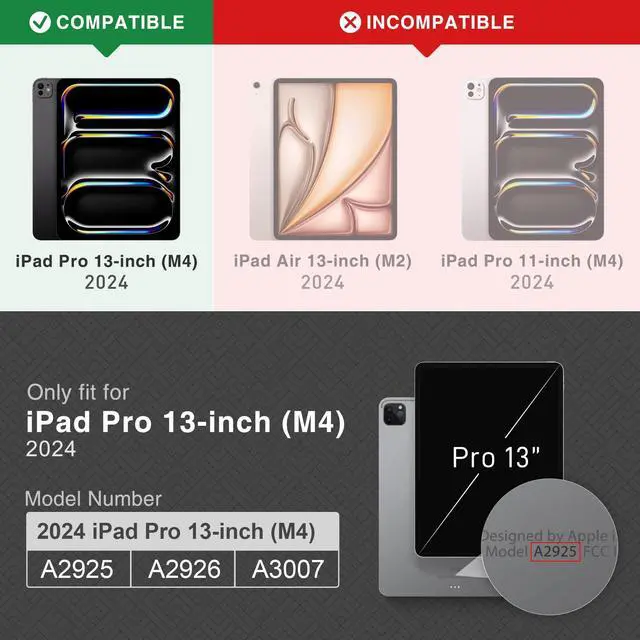 Alt view image 2 of 5 - KingBlanc for iPad Pro 13 inch Case 2024 (M4) with Pencil Holder, Vegan Leather Protective Stand Cover, Auto Sleep/Wake, Support Pencil Pro/(USB-C), Multi-Angle Viewing, Vintage Notebook Style,Brown