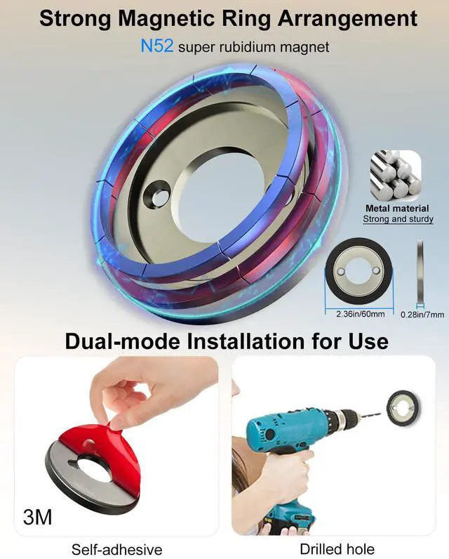 Alt view image 3 of 5 - Kolasels Magnetic Wall Tablet Phone Holder - 2 Pack, Magnet iPad Wall Mount for Home, Office, Kitchen, Bathroom, Fridge, Wall Portable Monitor Mount for 4.7-15.6" iPad, Phone, Monitor, Reader, Kindle