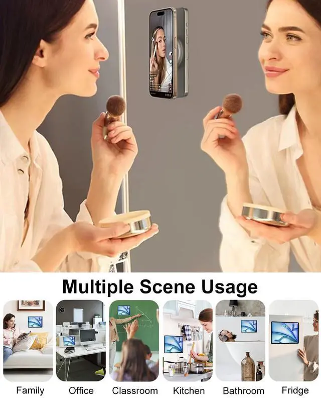 Alt view image 5 of 5 - Kolasels Magnetic Wall Tablet Phone Holder - 2 Pack, Magnet iPad Wall Mount for Home, Office, Kitchen, Bathroom, Fridge, Wall Portable Monitor Mount for 4.7-15.6" iPad, Phone, Monitor, Reader, Kindle