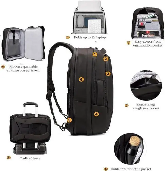 Alt view image 2 of 5 - Knack Small Series 2 Laptop Backpack Fits up to 16 Inch Laptops - Knack Bags Carry-On Backpack, TSA Approved, Expandable Travel Backpacks With 2 Day Outfit Capacity, Midnight Black