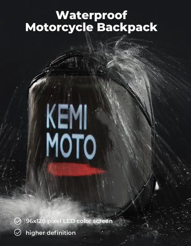 Alt view image 4 of 5 - KEMIMOTO LED Backpack Programming Backpack for Motorcycle Travel and Camping Storage Laptop Backpack