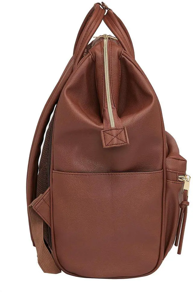Alt view image 3 of 5 - Kah&Kee Leather Backpack for Women and Men 16-inch Laptop Bag | Teacher Professional, Diaper Bag Backpack, Ideal for Work, School, Nursing, College & Travel (Brown, Large)