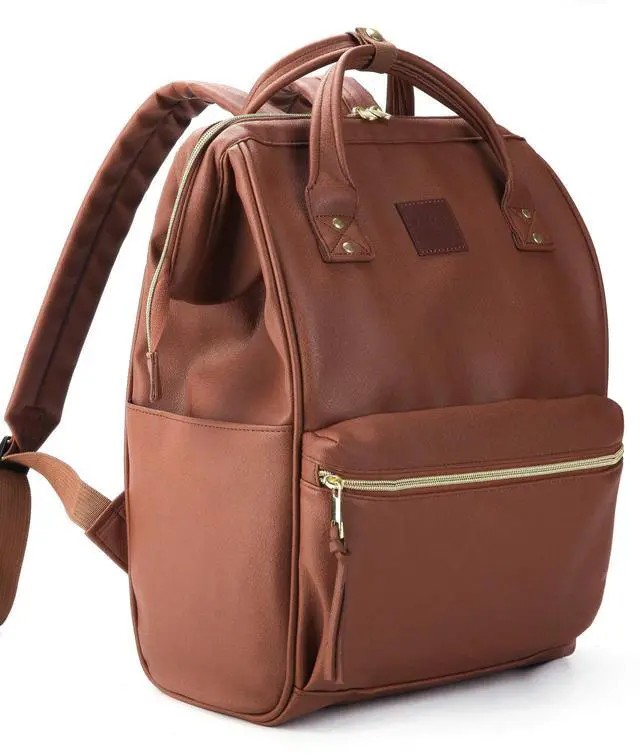 Main image of Kah&Kee Leather Backpack for Women and Men 16-inch Laptop Bag | Teacher Professional, Diaper Bag Backpack, Ideal for Work, School, Nursing, College & Travel (Brown, Large)