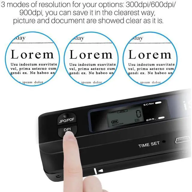 Alt view image 3 of 5 - Portable Scanner, 900 DPI Handheld Photo Scanner for A4 Documents, JPG PDF Format, Wand Document Scanner, Uploads Images to Computer Via USB Cable (Black)