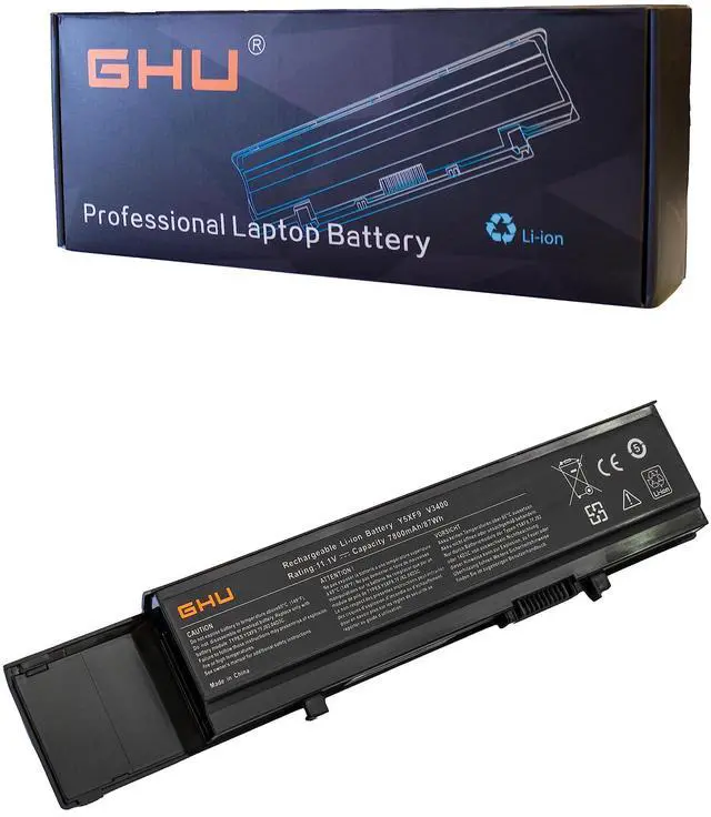 Main image of GHU New 9-Cell Battery 87 WH Replacement for R5PJR Y5XF9 7FJ92 4JK6R 04D3C CYDWV TXWRR 312-0997 312-0998 004D3C 004GN0G 04GN0G 04JK6R 07FJ92 TY3P4 Compatible for Vostro Laptop 3400 3500 3700