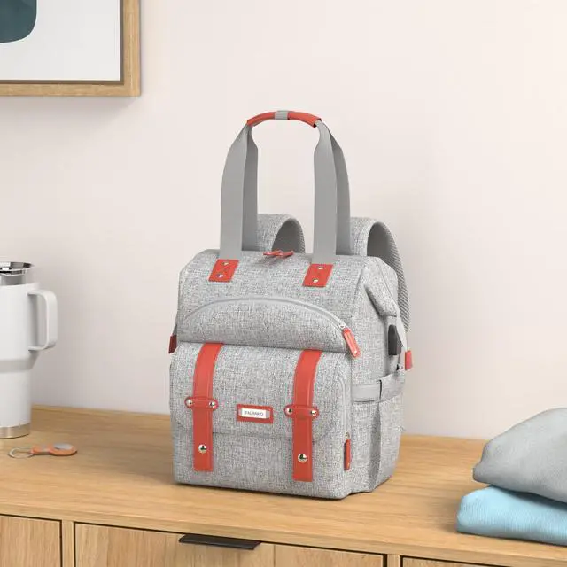 Alt view image 2 of 5 - FALANKO Laptop Backpack for Women, Work Doctor Teacher Nurse Wide Open College School Student 17.3 Inch Laptops Bookbag Purse with USB Charging Port, Travel RFID Computer Bag for Men Women Girls Grey