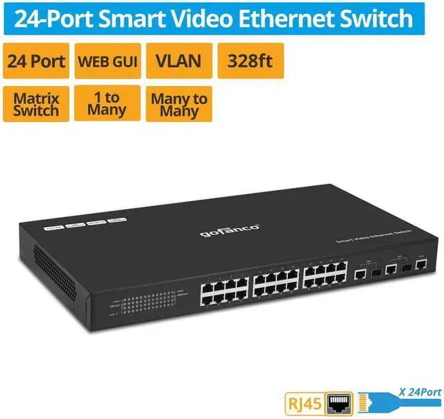 Alt view image 2 of 5 - gofanco 24 Port Smart Managed Video Ethernet Switch (Dedicated)  Customized for HDMI Over IP Extender Switching, One-to-Many & Matrix Switching Capable, Easy Web GUI Control, 328ft (100m)