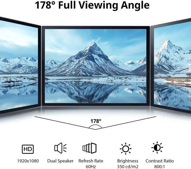 Alt view image 2 of 5 - ELECROW 10.1 Inch Portable Monitor - IPS Capacitive Monitor with HD VGA Port1920x1080P LCD Display Built-in Dual Speakers VESA Mount for Raspberry Pi 5/4/3, PS Xbox, Windows 11/10/8/7