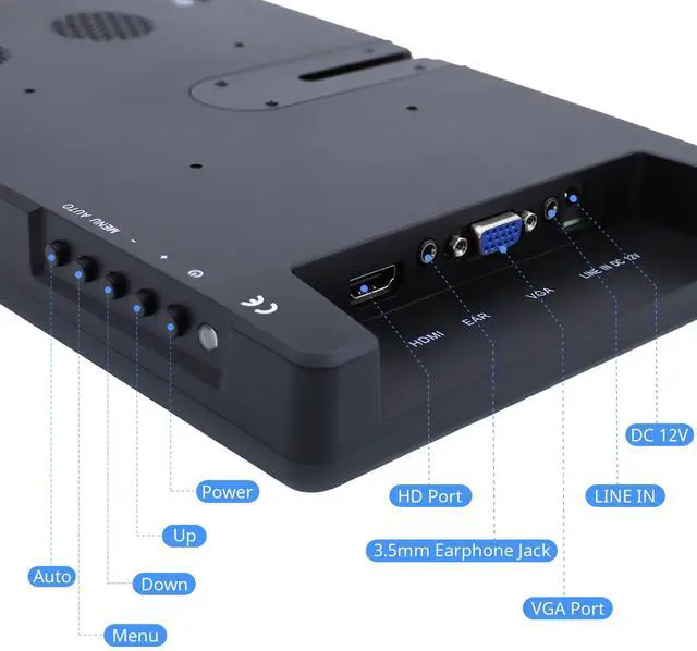 Alt view image 5 of 5 - ELECROW 10.1 Inch Portable Monitor - IPS Capacitive Monitor with HD VGA Port1920x1080P LCD Display Built-in Dual Speakers VESA Mount for Raspberry Pi 5/4/3, PS Xbox, Windows 11/10/8/7