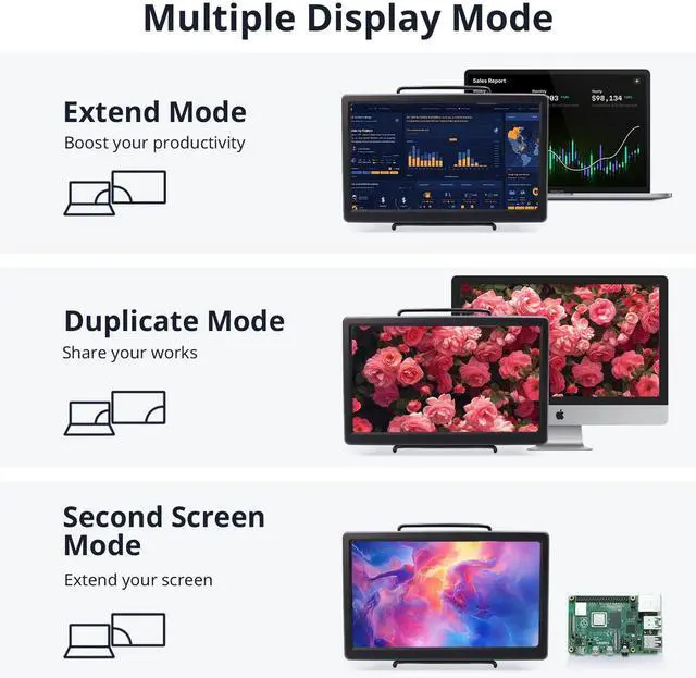 Alt view image 4 of 5 - ELECROW 10.1 Inch Portable Monitor - IPS Capacitive Monitor with HD VGA Port1920x1080P LCD Display Built-in Dual Speakers VESA Mount for Raspberry Pi 5/4/3, PS Xbox, Windows 11/10/8/7