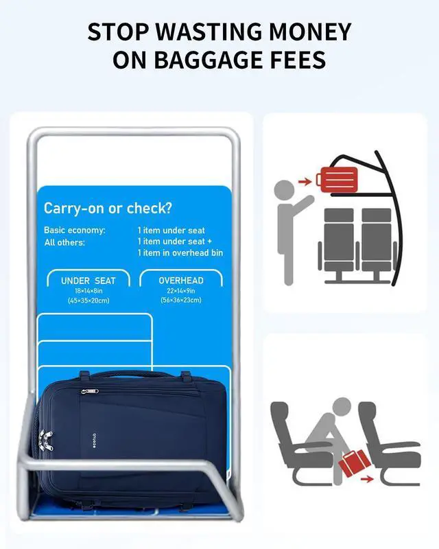 Alt view image 2 of 5 - ECOHUB 17'' Travel Backpack, Personal Item Backpack with 13 Pockets, Flight Approved Carry on Backpack with USB Port & Luggage Sleeve, Travel bag for Men & Women, Water Resistant Backpack, Blue