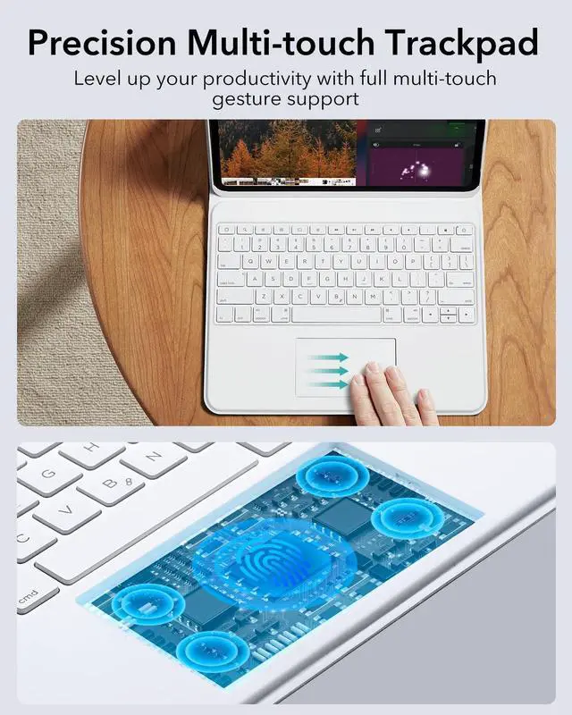 Alt view image 4 of 5 - ESR Ascend Keyboard Case, iPad Case with Keyboard Compatible with iPad Pro 12.9 (2022/2021/2020/2018), Magnetic Detachable Case, Fully Adjustable Portrait/Landscape Stand, White