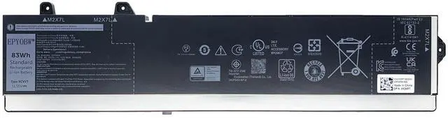 Main image of EPYOBW RCVVT Battery 83Wh Compatible with Dell Precision 7670 7680 7770 7780 Series Laptop X9FTM X26RT NWDC0 6827mAh 6-Cell 11.55V