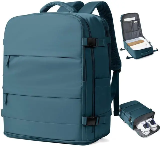 Main image of coowoz Large Travel Backpack Carry On for Women Man Waterproof Gym Backpacks Mochila de Viaje Travel Bag Essentials Teacher Personal Item Backpack Rucksack Airplane Accessories Must Haves Peacock Blue