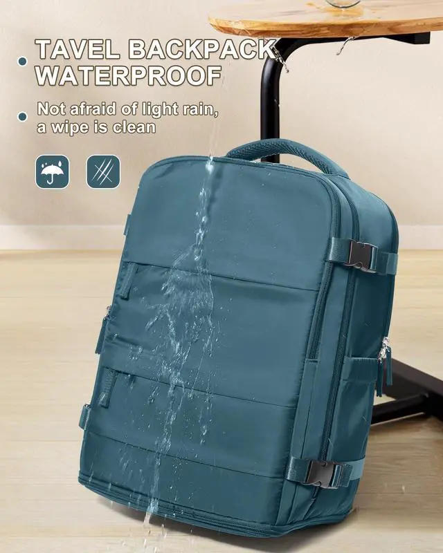 Alt view image 5 of 5 - coowoz Large Travel Backpack Carry On for Women Man Waterproof Gym Backpacks Mochila de Viaje Travel Bag Essentials Teacher Personal Item Backpack Rucksack Airplane Accessories Must Haves Peacock Blue