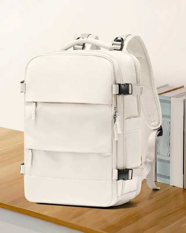 Alt view image 2 of 5 - coowoz Large Travel Backpack Carry On for Women Man Gym Backpacks with Laptop Compartment Mochila de Viaje Teacher Personal Item Backpack Rucksack Airplane Accessories Must Haves Beige