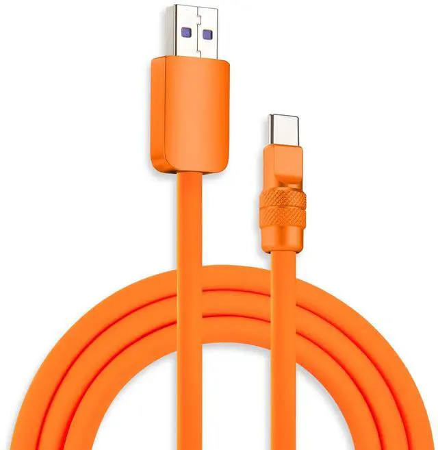 Main image of chubbycable Chubby 2.0 Fast Charging Cable Durable Soft Silicone USB C Cable 120W Extra Thick Phone Charger Cord Data Transfer Cord, Orange+Orange, USB-A to Type-C, 16.4 FT