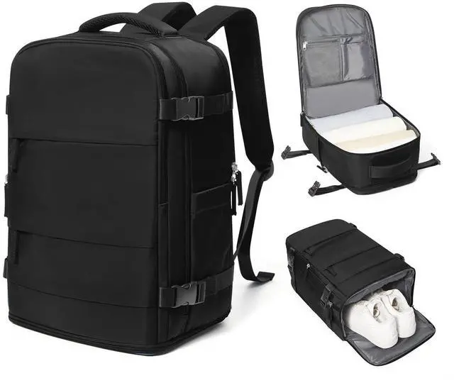 Main image of coowoz Travel Backpack Carry On for Women Man Black Gym Backpack with Laptop Compartment Mochila de Viaje Teacher Personal Item Backpacks Rucksack Airplane Accessories Must Haves Small