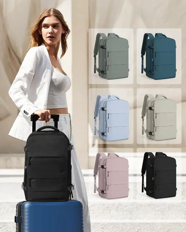 Alt view image 3 of 5 - coowoz Travel Backpack Carry On for Women Man Black Gym Backpack with Laptop Compartment Mochila de Viaje Teacher Personal Item Backpacks Rucksack Airplane Accessories Must Haves Small