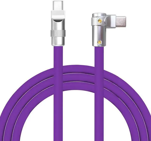 Main image of chubbycable FlexElbow Pro - 90 Degree Design 240W Fast Charge Cable Ultra-Thick Silicone Right Angle USB C Cable Phone Tablets Charging Cord, Purple, Type-C to Type-C, 3.3FT