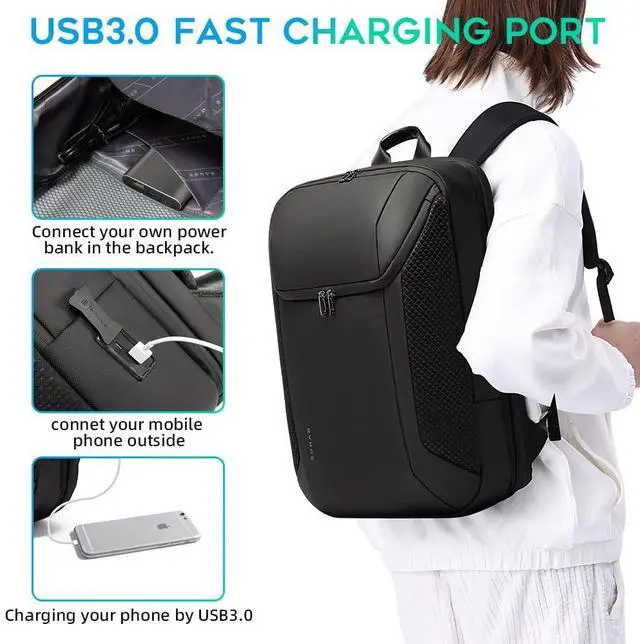 Alt view image 4 of 5 - BANGE Smart Business Laptop Backpack Waterproof can fit 15.6-17.3 Inch Laptop with 3.0 USB charging port for men and women