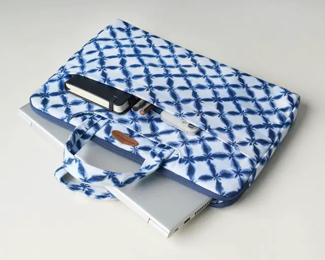 Alt view image 5 of 5 - Maison d'Hermine Laptop Bag upto 13.5 inch Stain and water repellent Cotton canvas - shibori