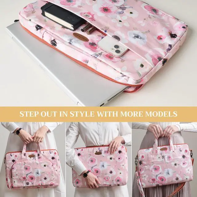 Alt view image 4 of 4 - Maison d'Hermine Laptop Sleeve with Handle Upto 15.6 inch Stain and Water Repellent Cotton Canvas - Romantic Poppy