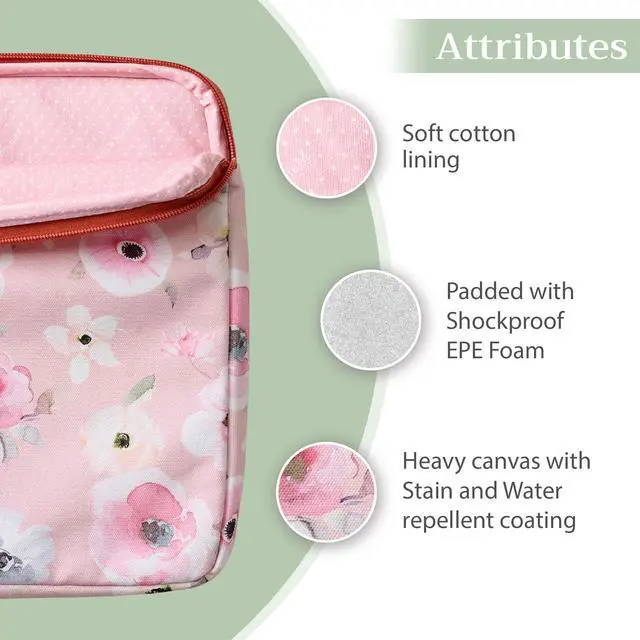 Alt view image 3 of 4 - Maison d'Hermine Laptop Sleeve with Handle Upto 15.6 inch Stain and Water Repellent Cotton Canvas - Romantic Poppy