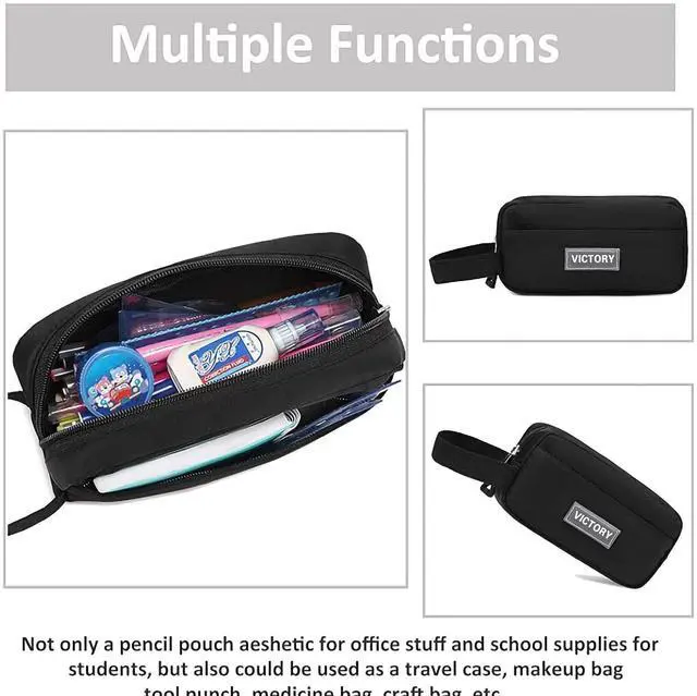 Alt view image 5 of 5 - AO ALI VICTORY Backpack for Girls Set with Pencil Case 15.6 Inch Laptop School Bag Cute Kids Elementary College Backpacks Large Bookbags for Women Teens Students Anti Theft Travel Daypack - Black