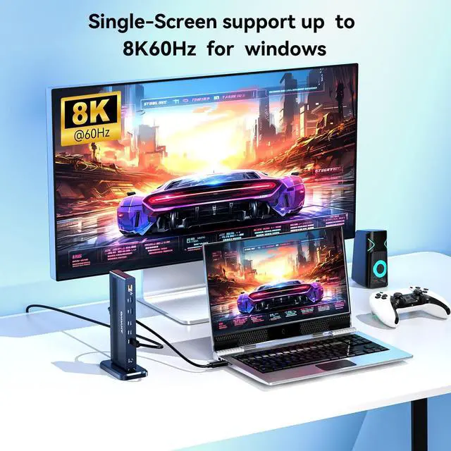 Alt view image 4 of 5 - ANYOYO Thunderbolt Docking Station Dual Monitor,13-in-1 MacBook Pro Laptop Docking Station for 8K 60 & Dual 4K60, USB 3.2 10Gbps,1000Mbps Ethernet PD 120 W SD/TF 4.0 Dock for Mac M1/M2/M3/M4 Pro/Max