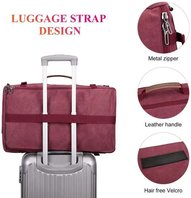 Alt view image 5 of 5 - WITZMAN Canvas Backpack Vintage Travel Backpack Large Laptop Bags Convertible Shoulder Rucksack(A519-2 Red)