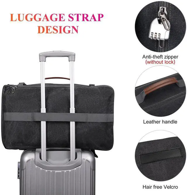 Alt view image 5 of 5 - WITZMAN Canvas Backpack Vintage Travel Backpack Large Laptop Bags Convertible Shoulder Rucksack(A519-1 Black)