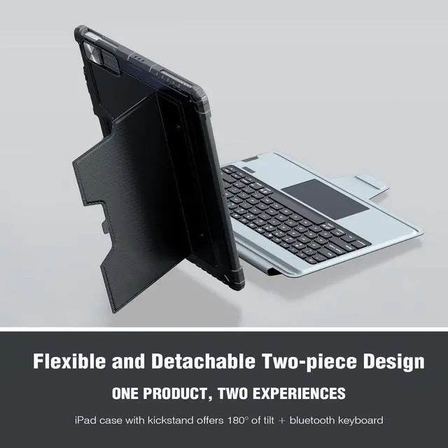 Alt view image 4 of 5 - Nillkin iPad Air 13 inch Case Keyboard (M3,2025/M2,2024), Slide Camera Cover, iPad Pro 12.9 Protective Case with 7 Colors Backlit Wireless Detachable Keyboard, Trackpad and Pencil Holder
