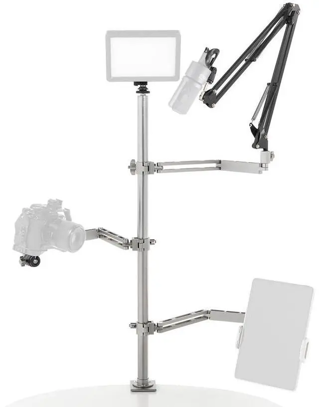 Main image of AMBITFUL Live Broadcast Boom Arm, Desktop Camera Mount, Webcam Mount, Microphone Boom, Laptop Stand for Webcam, Camera, Laptop, LED Light, Podcasting