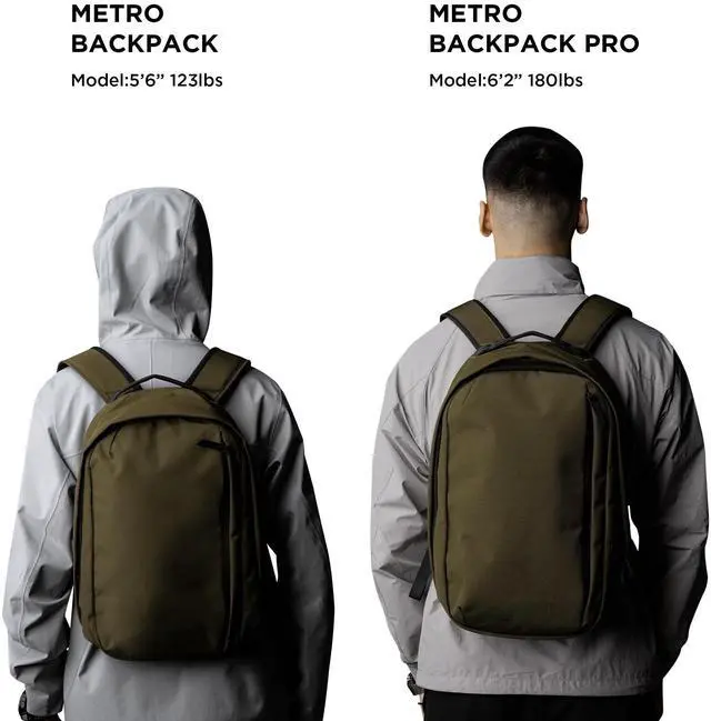 Alt view image 2 of 5 - ALPAKA Metro Backpack -12L Fits a Thin 14" Laptop Small Backpack, Soft Touch Fleece Lined Laptop Sleeve, Wide Opening Main Zippered Compartment, Weather Resistant Fabric. Army Green Axoflux 300D