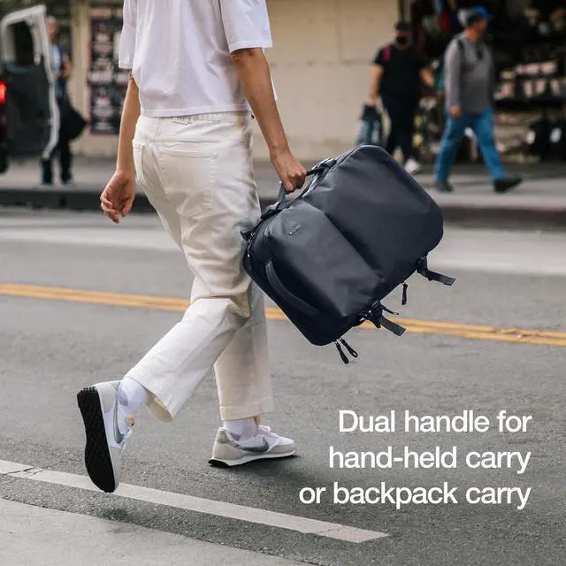 Alt view image 4 of 5 - A.R.C. Travel Pack - ReSpun 100% Recycled Polyester, 38L Backpack, RFID-Blocking, Shoe Compartment, Expansion Zipper, Ergonomic Straps, Laptop Compartment for 16 PC/Mac, Travel Pass Through - Navy