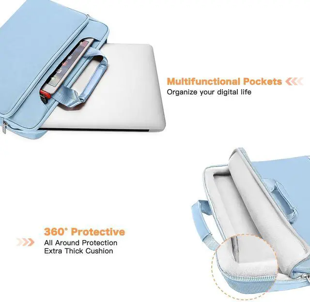 Alt view image 2 of 5 - MOSISO 360 Protective Laptop Shoulder Bag Compatible with MacBook Air 15 M4 A3241 M3 A3114 M2 A2941/Pro 16 inch M4 M3 M2 M1, 15-15.6 inch Notebook,Matching Color Sleeve with Belt, Airy Blue