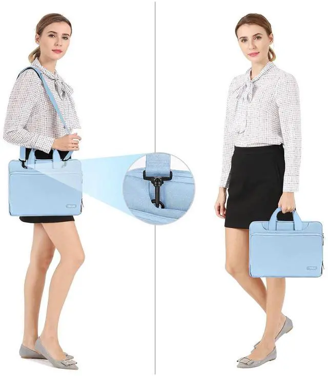Alt view image 5 of 5 - MOSISO 360 Protective Laptop Shoulder Bag Compatible with MacBook Air 15 M4 A3241 M3 A3114 M2 A2941/Pro 16 inch M4 M3 M2 M1, 15-15.6 inch Notebook,Matching Color Sleeve with Belt, Airy Blue