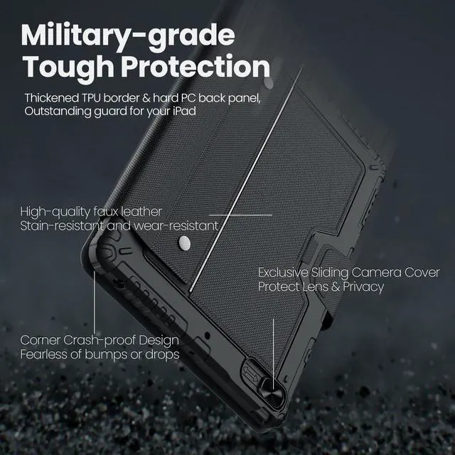 Alt view image 3 of 5 - Nillkin iPad 9th Generation (10.2", 2021) Case with Detachable Keyboard, Magic Trackpad, 7-Colors Backlit, Portrait/Landscape Modes, Rugged Keyboard Case with Camera Cover for iPad 8th/7th Gen, Black