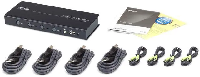 Alt view image 4 of 5 - ATEN CS724KM 4 Port USB KM Switch (Cables Included) Boundless Switching Support Extended Desktops 4 Monitors per pc up to 8 pc Daisy Chained