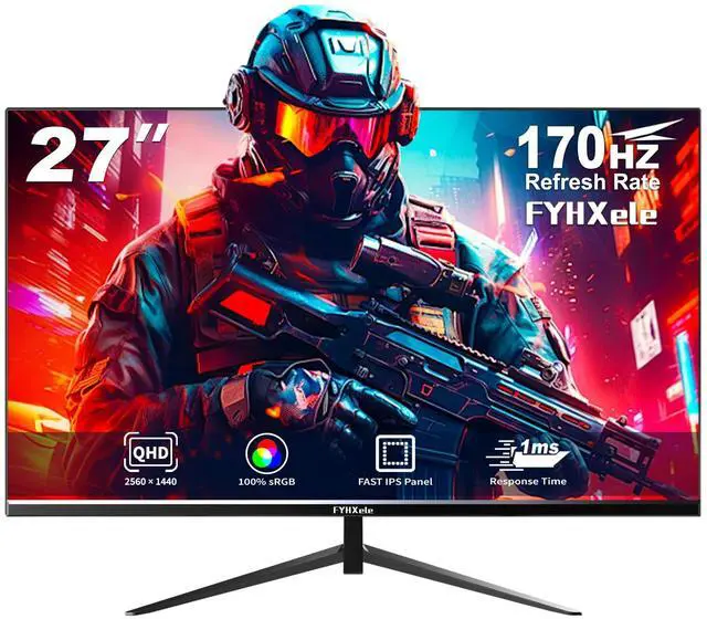 Main image of FYHXele Gaming Monitor, 27 inch 1440p170Hz Fast IPS Monitor, 2K QHD 1ms GTG Fast Computer Monitor, HDMI/USB/DP Vertical Monitor, FreeSync & G-Sync Eye Care, VESA Mount, Black