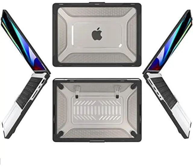 Alt view image 2 of 5 - Batianda Compatible with M4 MacBook Pro 14 inch Case 2024 2023 2021 Release M3 M2 Pro Max, Heavy Duty Honeycomb Design Protective Hard Shell TPU Bumper and Fold Kickstand with Keyboard Cover,Black
